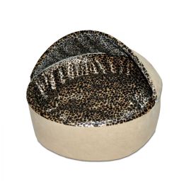K&H Thermo Kitty Bed Deluxe - Tan & Leopard
